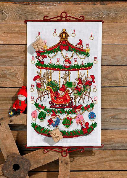 Embroidery picture 40 x 70 discount cm - Advent calendar - Dwarves in the stable